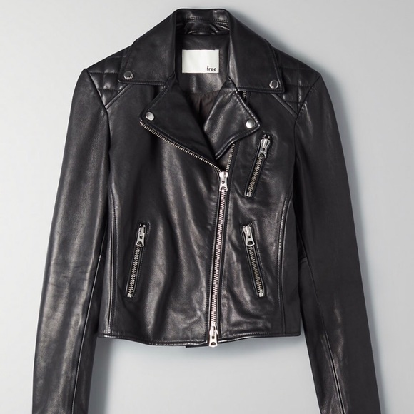 Aritzia Wilfred Free Leather Biker Jacket XXS NWOT - Picture 6 of 8